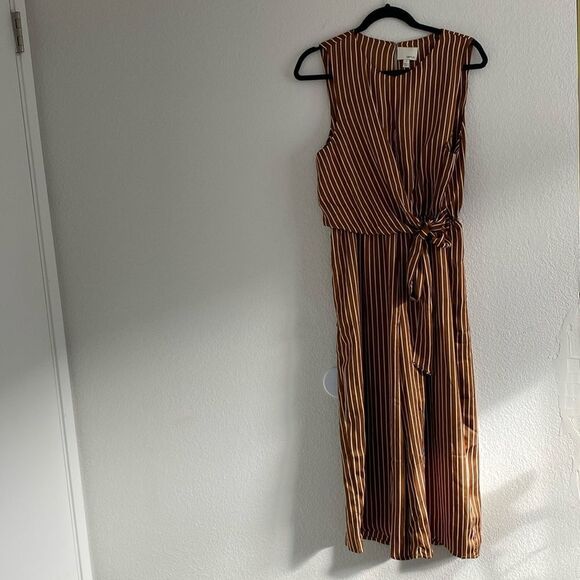 Anthropologie Greylin Brown Striped Jumpsuit Size Large - Picture 3 of 10